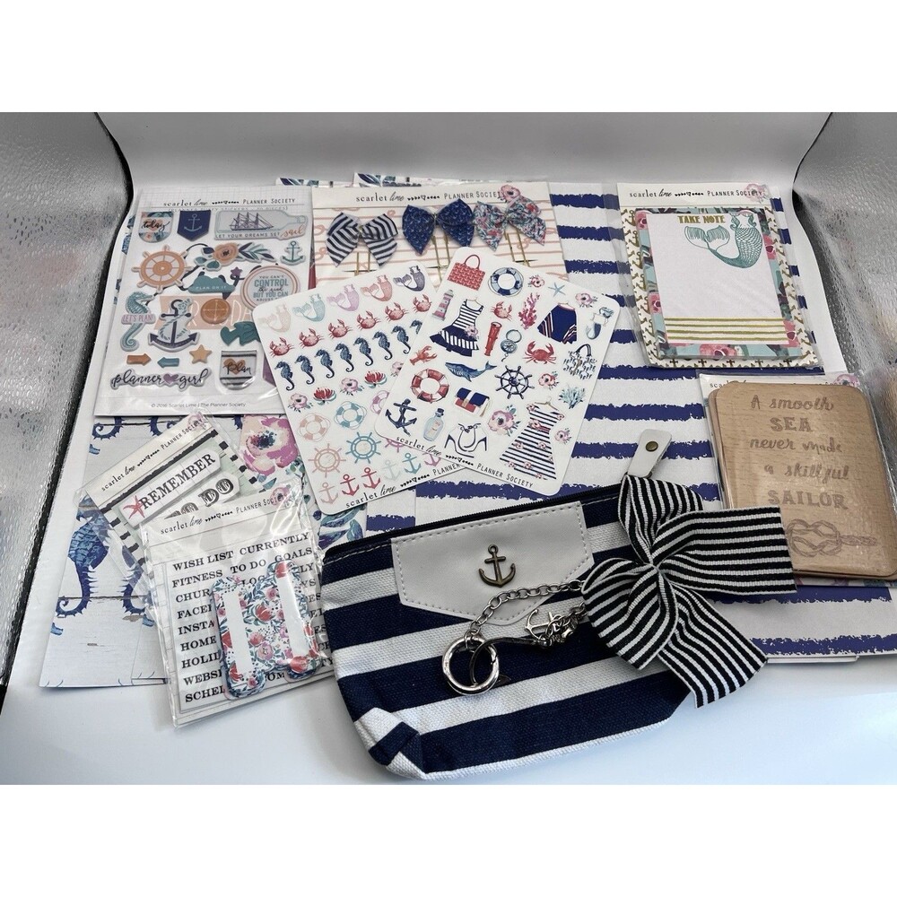 Scarlet Lime The Planner Society Nautical Mermaid Anchor Mega Accessory Lot New